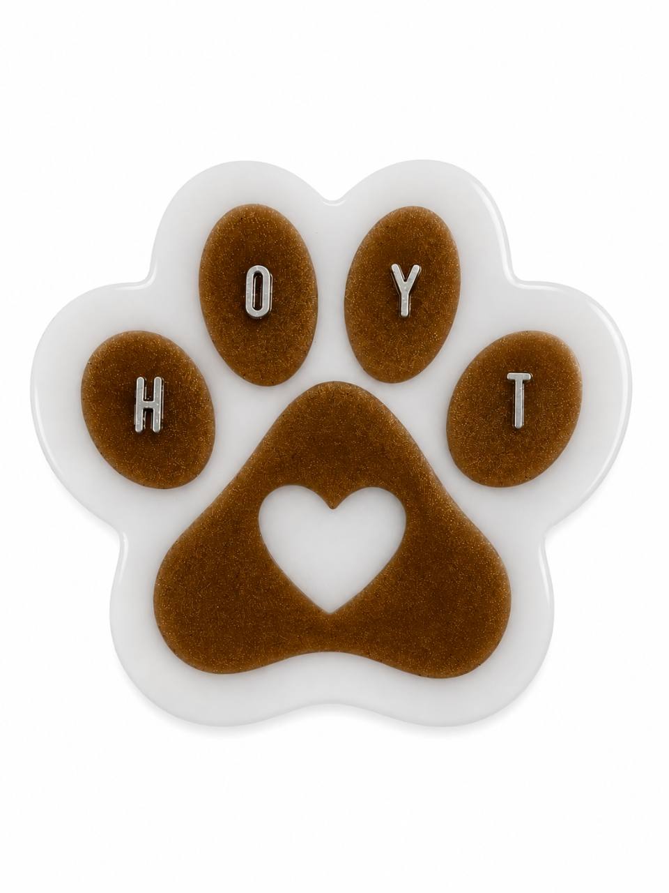 Finished Paw Print keepsake personalized with the name Hoyt